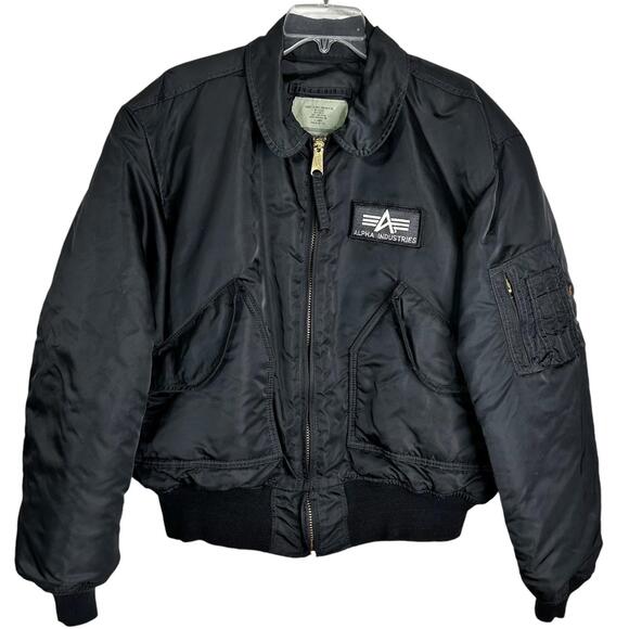 Alpha Industries Vintage 90s CWU 45 Bomber Jacket Black Men XL - Picture 1 of 9